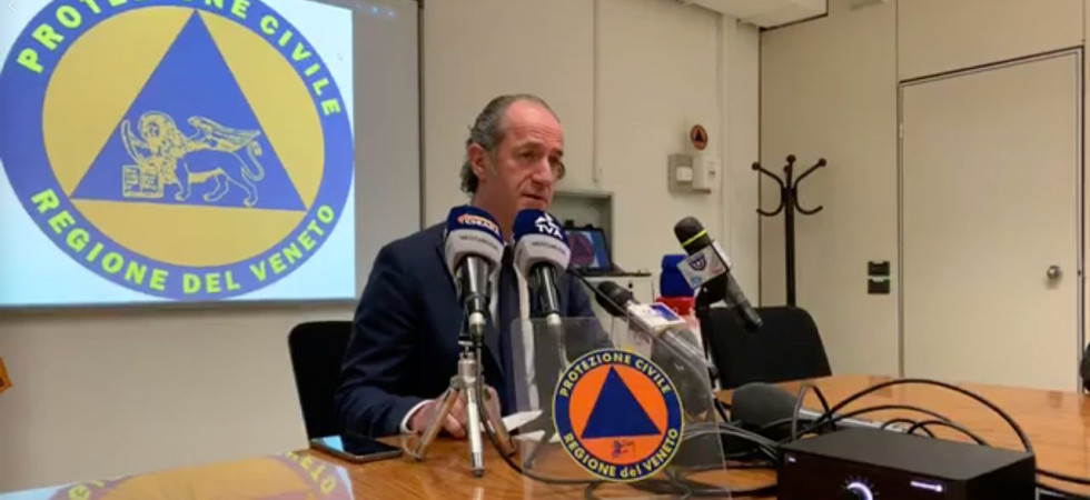 Coronavirus, Zaia: In Veneto attivi 22 focolai
